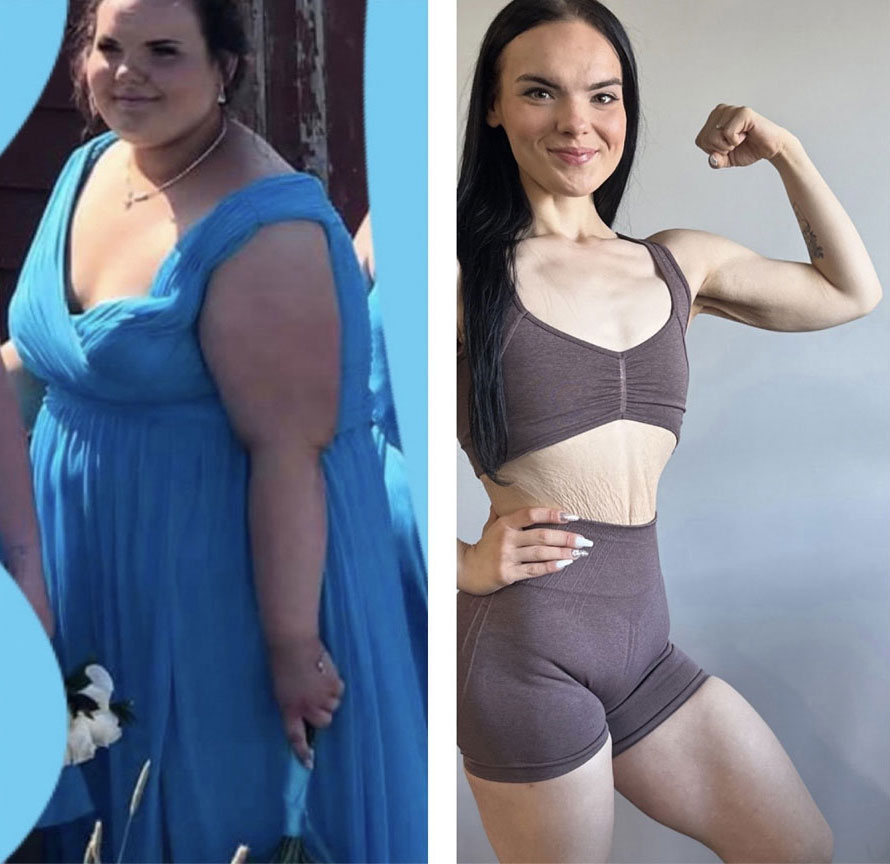 Transformation photo showing the coach's weight loss.