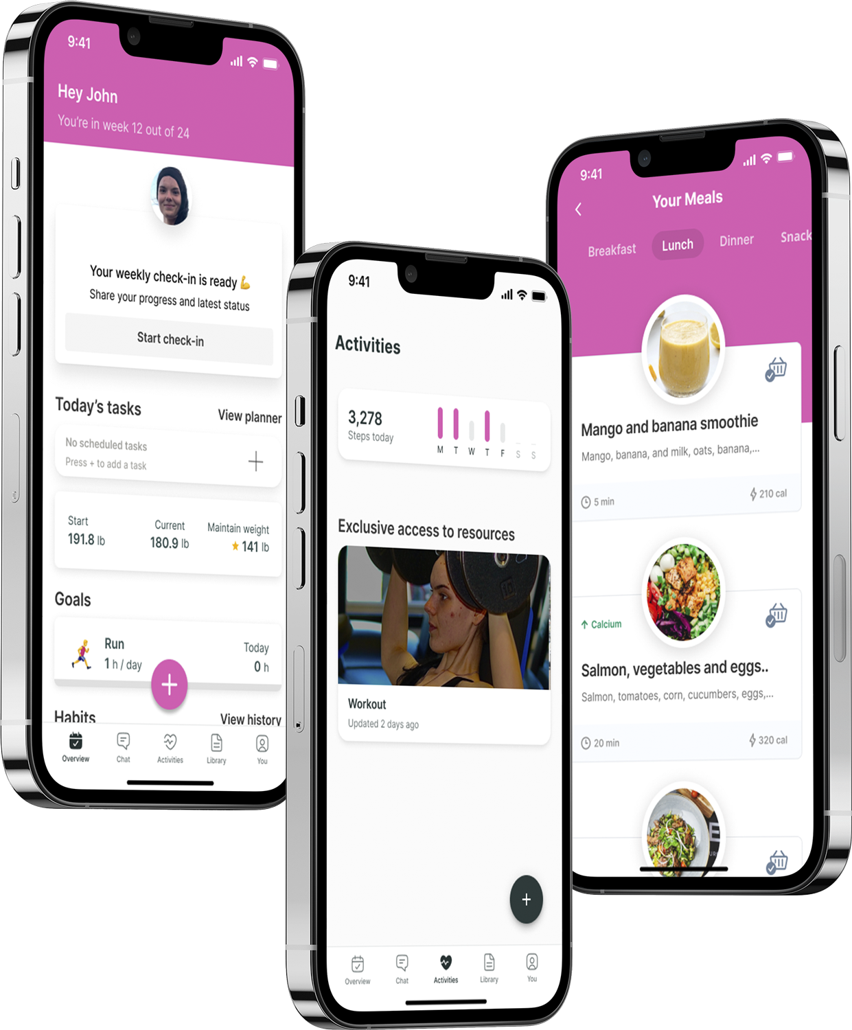 A mockup of the coaching app showcasing the features.